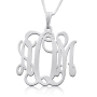 14k White Gold Lacy Monogram Necklace - 1