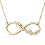 14k Gold Infinity Name Necklace with Feather - 2