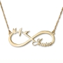 14K Yellow Gold Infinity Name Necklace with Three Birds - 2