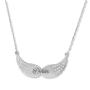 Angel Wings Name Necklace, 14k Gold White Gold with Diamonds - 3
