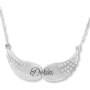 Angel Wings Name Necklace, 14k Gold White Gold with Diamonds - 2