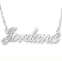 Diamond Name Necklace, 14k White Gold with Diamond Studded First Letter - 1