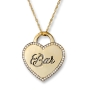 14K Gold Name Necklace, Heart with Diamond Border - 2