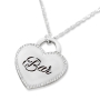 14k White Gold Heart Name Necklace with Diamond Border - 1