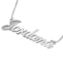 Diamond Name Necklace, 14k White Gold with Diamond Studded First Letter - 2