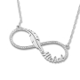 Infinity Diamond Name Necklace, 14k White Gold with Feather - 2