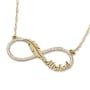 14K Yellow Gold English / Hebrew Diamond Infinity Name Necklace with Feather - 1