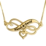 Infinity Heart Couples Name Necklace, 24k Gold Plated - 1