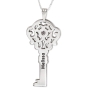 Double Thickness Key Name Necklace with Birthstone, Sterling Silver - 1