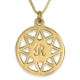 8 Point Star Initial Pendant,  24k Gold Plated, Laser Cut-Out - 1