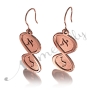 Initial Infinity Symbols Earrings Customized in Hebrew in 10k Rose Gold - 2