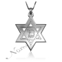 Customized Initial Necklace with Star of David in Sterling Silver - 1