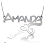 Name Necklace with Heart and Sparkling Initial in Sterling Silver - "Amanda" - 1