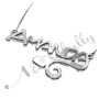 Name Necklace with Heart and Sparkling Initial in 10k White Gold - "Amanda" - 2