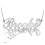 Sparkling Carrie Name Necklace in 14k White Gold - "Brooke" - 1