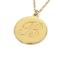 Initial Script Disc Pendant in 18K Yellow Gold Plated - 2