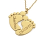 Baby Feet Name Necklace in 18K Solid Yellow Gold  - 2