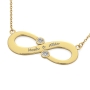 Couple's Infinity Name Necklace with Diamonds in 10K Yellow Gold  - 2