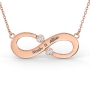 Couple's Infinity Name Necklace with Diamonds in 14K Rose Gold  - 1
