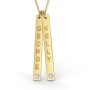 Vertical Bar Necklace with Diamonds in 14K Yellow Gold  - 1