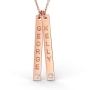 Vertical Bar Necklace with Diamonds in 10K Rose Gold  - 1
