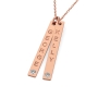 Vertical Bar Necklace with Diamonds in Rose Gold Plated - 2