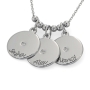 Mother's Disc Necklace with Diamond in Sterling Silver - 2