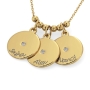 Mother's Disc Necklace with Diamond in 18K Yellow Gold Plated - 2
