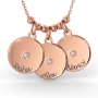 Mother's Disc Necklace with Diamond in Rose Gold Plated - 1