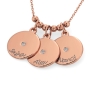 Mother's Disc Necklace with Diamond in Rose Gold Plated - 2