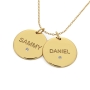 Disc Necklace for Couples with Diamonds in 14K Yellow Gold  - 2