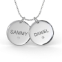 Disc Necklace for Couples with Diamonds in 10K White Gold  - 1