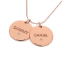 Disc Necklace for Couples with Diamonds in 14K Rose Gold  - 2