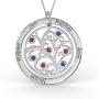 Family Tree Necklace with Birthstone in 14K White Gold  - 1
