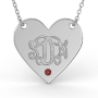 Monogram Heart Necklace with Birthstone in Sterling Silver - 1