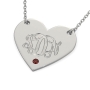 Monogram Heart Necklace with Birthstone in Sterling Silver - 2