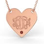 Monogram Heart Necklace with Birthstone in Rose Gold Plated - 1