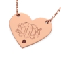 Monogram Heart Necklace with Birthstone in Rose Gold Plated - 2