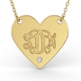 Monogram Heart Necklace with Diamond in 18K Yellow Gold Plated - 1