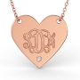 Monogram Heart Necklace with Diamond in Rose Gold Plated - 1