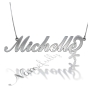 Carrie-Style Name Necklace with Sparkling Flower in Sterling Silver - "Michelle" - 1