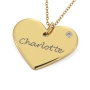 Heart Necklace with Diamond in 10K Yellow Gold  - 2