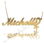 Carrie-Style Name Necklace with Sparkling Flower in 18k Yellow Gold Plated Silver - "Michelle" - 1