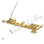 Carrie-Style Name Necklace with Sparkling Flower in 18k Yellow Gold Plated Silver - "Michelle" - 2