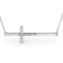 Cross Necklace with Name and Diamond in Sterling Silver - 1