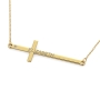 Cross Necklace with Name and Diamond in 10K Yellow Gold  - 2