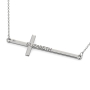 Cross Necklace with Name and Diamond in 14K White Gold  - 2
