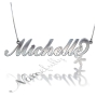 Carrie-Style Name Necklace with Sparkling Flower in 14k White Gold - "Michelle" - 1
