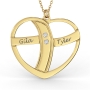 Mom Heart Necklace with Diamond in 18K Yellow Gold Plated - 1