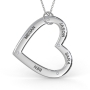 Heart Necklace Cutout with Diamond in Sterling Silver - 1